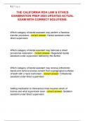THE CALIFORNIA RDA LAW & ETHICS  EXAMINATION PREP 2025 UPDATED ACTUAL  EXAM WITH CORRECT SOLUTIONS&period;