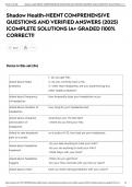 Shadow Health-HEENT COMPREHENSIVE QUESTIONS AND VERIFIED ANSWERS &lpar;2025&rpar; &vert;COMPLETE SOLUTIONS &vert;A&plus; GRADED &vert;100&percnt; CORRECT&excl;&excl;