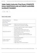 Water Safety Instructor Final Exam COMPLETE EXAM QUESTIONS AND ACCURATE ANSWERS &vert;ALREADY PASSED&excl;&excl;