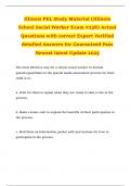 Illinois PEL Study Material &lpar;Illinois School Social Worker Exam &num;238&rpar; Actual Questions with correct Expert Verified detailed Answers for Guaranteed Pass Newest latest Update 2025