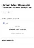 Michigan Builder 2 Residential Contractors License Study Exam 2025 update &vert;comprehensive questions and verified answers &lpar;complete solutions&rpar; GUARANTEED SUCCESS&vert;GRADE A&plus;&excl;&excl;