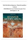 TEST BANK for Behavior Modification&colon; What It Is and How To Do It 12th Edition by Garry Martin & Joseph J&period; Pear&comma; All Chapters 1 - 29