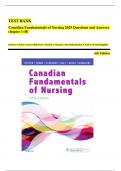Test bank for  Canadian Fundamentals of Nursing&comma; 6e &ndash; Potter & Perry &lpar;2019&rpar; &ndash; Test Bank with Questions and Answers