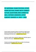 PSI NATIONAL EXAM FOR REAL ESTATE EXAM &lpar;ACTUAL EXAM&rpar; WITH CORRECT ACTUAL QUESTIONS AND CORRECTLY WELL DEFINED ANSWERS LATEST ALREADY GRADED A&plus; 2025 &ndash; 2026