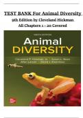 Test Bank Animal Diversity 9th Edition (Hickman), Chapter 1 - 20 Complete All Chapters Newest 2025 Edition Instant Download