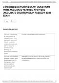 Gerontological Nursing EXAM QUESTIONS WITH ACCURATE VERIFIED ANSWERS &lpar;ACCURATE SOLUTIONS&rpar; A&plus; PASSED&excl;&excl; 2025 EXAM