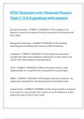 BTEC Business Level 3 Business Finance Topic C&comma; D & E questions with answers