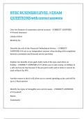 BTEC BUSINESS LEVEL 3 EXAM QUESTIONS with correct answers