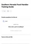Southern Nevada Food Handler Training Guide 2025&rpar; comprehensive questions and verified answers &lpar;Detailed & Elaborated&rpar; ACTUAL EXAM 2025 TEST 100&percnt; Solved 2025&excl;&excl;