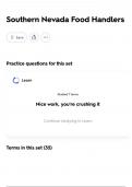 Southern Nevada Food Handler Questions 2025&rpar; comprehensive questions and verified answers &lpar;Detailed & Elaborated&rpar; ACTUAL EXAM 2025 TEST 100&percnt; Solved 2025&excl;&excl;