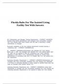 Florida Rules For The Assisted Living Facility Test With Answers