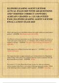 ILLINOIS LEASING AGENT LICENSE  ACTUAL EXAM 2025 WITH 140 QUESTIONS  AND VERIFIED CORRECT ANSWERS &vert;  ALREADY GRADED A&plus; &vert; GUARANTEED  PASS &vert; ILLINOIS LEASING AGENT LICENSE  FINAL LATEST EXAM 2025
