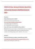 OSHA 10-Hour General Industry Questions  and correct Answers &lpar;Verified Answers&rpar;  2025