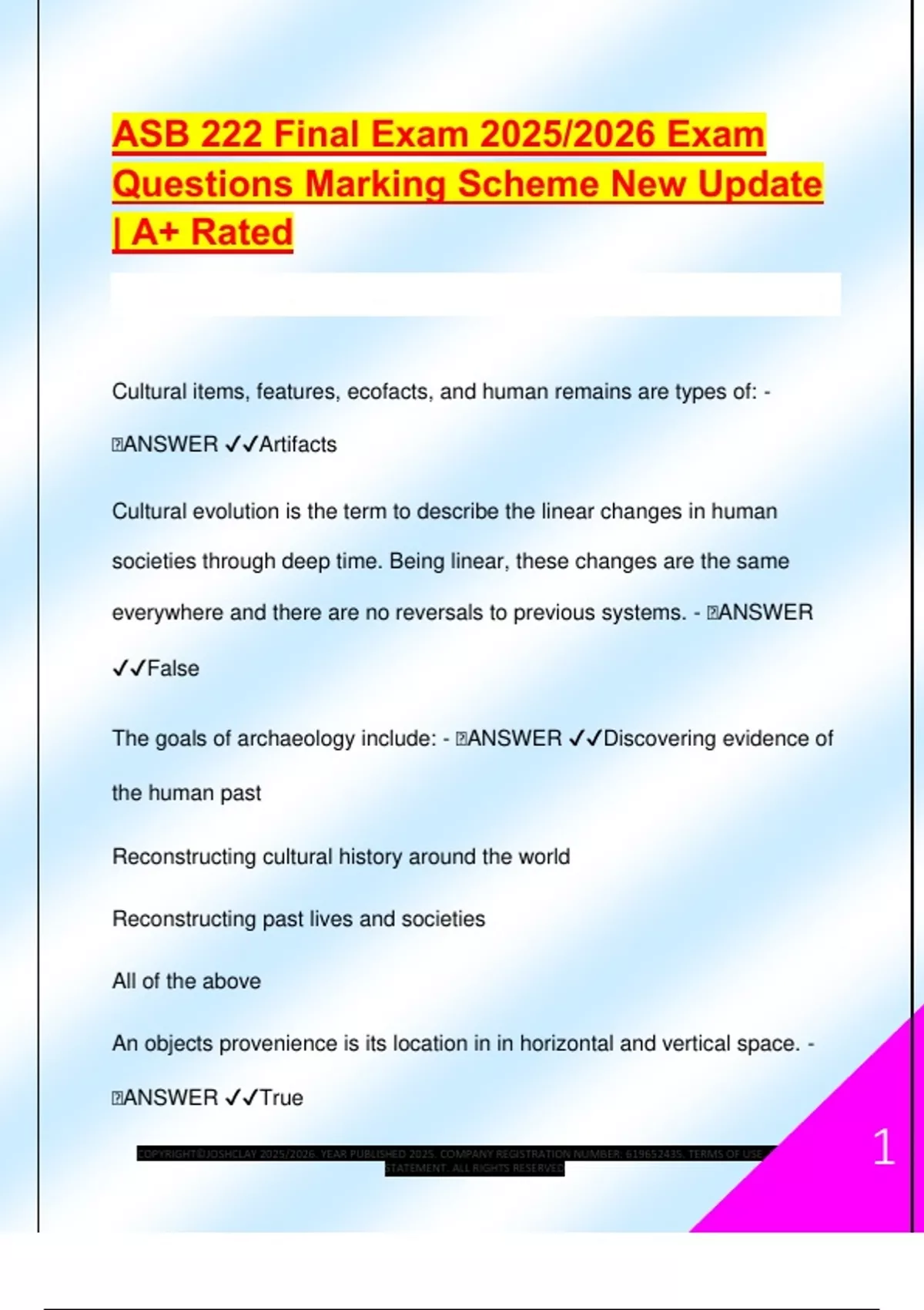 ASB 222 Final Exam 2025/2026 Exam Questions Marking Scheme New Update ...
