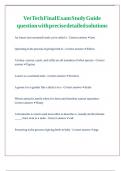 Vet Tech Final Exam Study Guide question with precise detailed solutions