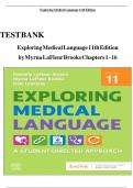 TEST BANK For Exploring Medical Language 11th Edition By Myrna LaFleur Brooks &vert;All Chapters &lpar;1 - 16&rpar;&vert;Complete & Latest Version 2025 A&plus;