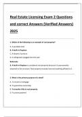 Real Estate Licensing Exam 2 Questions  and correct Answers &lpar;Verified Answers&rpar;  2025