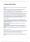 LASERS QUESTIONS AND ANSWERS 100&percnt; SOLVED