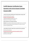 Forklift Operator Certification Exam  Questions and correct Answers &lpar;Verified  Answers&rpar; 2025