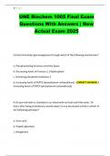 UNE Biochem 1005 Final Exam Questions With Answers &vert; New Actual Exam 2025