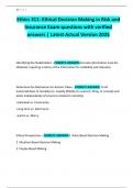 Ethics 311&colon; Ethical Decision Making in Risk and Insurance Exam questions with verified answers &vert; Latest Actual Version 2025