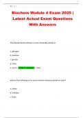 Biochem Module 4 Exam 2025 &vert; Latest Actual Exam Questions With Answers