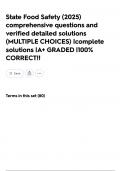 State Food Safety &lpar;2025&rpar; comprehensive questions and verified detailed solutions &lpar;MULTIPLE CHOICES&rpar; &vert;complete solutions &vert;A&plus; GRADED &vert;100&percnt; CORRECT&excl;&excl;