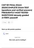 CSIT 101 FINAL EXAM 2025&vert;COMPLETE EXAM TEST &lpar;questions and verified answers&rpar; FREQUENTLY MOST TESTED QUESTIONS &vert;already graded A&plus;&vert;100&percnt; passed&excl;&excl;