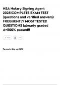 NSA Notary Signing Agent 2025&vert;COMPLETE EXAM TEST &lpar;questions and verified answers&rpar; FREQUENTLY MOST TESTED QUESTIONS &vert;already graded A&plus;&vert;100&percnt; passed&excl;&excl;