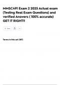 MMSC491 Exam 2 2025 Actual exam &lpar;Testing Real Exam Questions&rpar; and verified Answers &lpar; 100&percnt; accurate&rpar; GET IT RIGHT&excl;&excl;