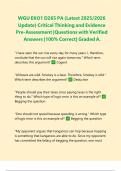 WGU EKO1 D265 PA &lpar;Latest 2025&sol;2026 Update&rpar; Critical Thinking and Evidence Pre-Assessment &vert;Questions with Verified Answers &vert;100&percnt; Correct&vert; Graded A&period;