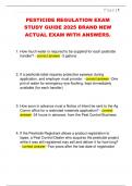 PESTICIDE REGULATION EXAM  STUDY GUIDE 2025 BRAND NEW  ACTUAL EXAM WITH ANSWERS&period; 