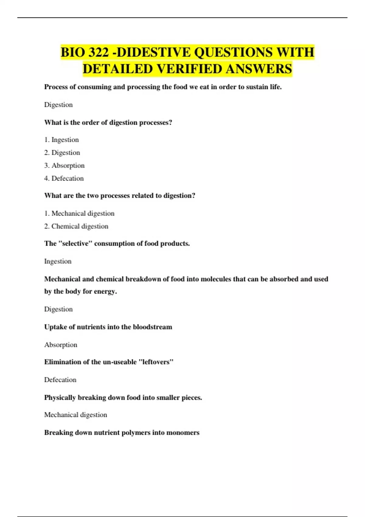 Bio R 303 BUS 303 END TERM EXAM QUESTIONS WITH DETAILED VERIFIED ANSWERS - BIO ...