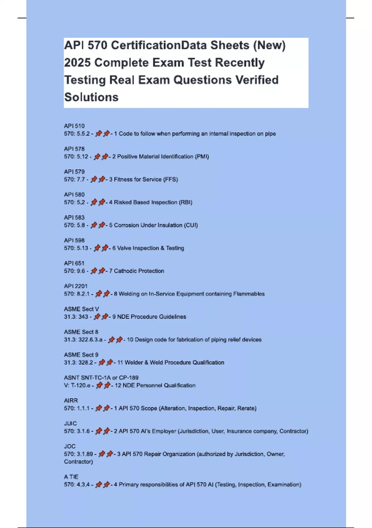 API 570 Certification Data Sheets (New) 2025 Complete Exam Test ...