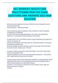 NCC WOMEN'S HEALTH CARE PRACTITIONER PRACTICE EXAM QUESTIONS AND ANSWERS 2023 NEW SOLUTION LATEST UPDATE 2024 &sol; 2025&period;