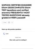 SOPHOS CERTIFIED ENGINEER EXAM 2025&vert;COMPLETE EXAM TEST &lpar;questions and verified answers&rpar; FREQUENTLY MOST TESTED QUESTIONS &vert;already graded A&plus;&vert;100&percnt; passed&excl;&excl;