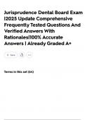 Jurisprudence Dental Board Exam &vert;2025 Update Comprehensive Frequently Tested Questions And Verified Answers With Rationales&vert;100&percnt; Accurate Answers &vert; Already Graded A&plus;