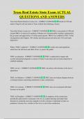 Texas Real Estate State Exam ACTUAL  QUESTIONS AND ANSWERS