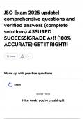 JSO Exam 2025 update&vert; comprehensive questions and verified answers &lpar;complete solutions&rpar; ASSURED SUCCESS&vert;GRADE A&plus;&excl;&excl; &lpar;100&percnt; ACCURATE&rpar; GET IT RIGHT&excl;&excl;