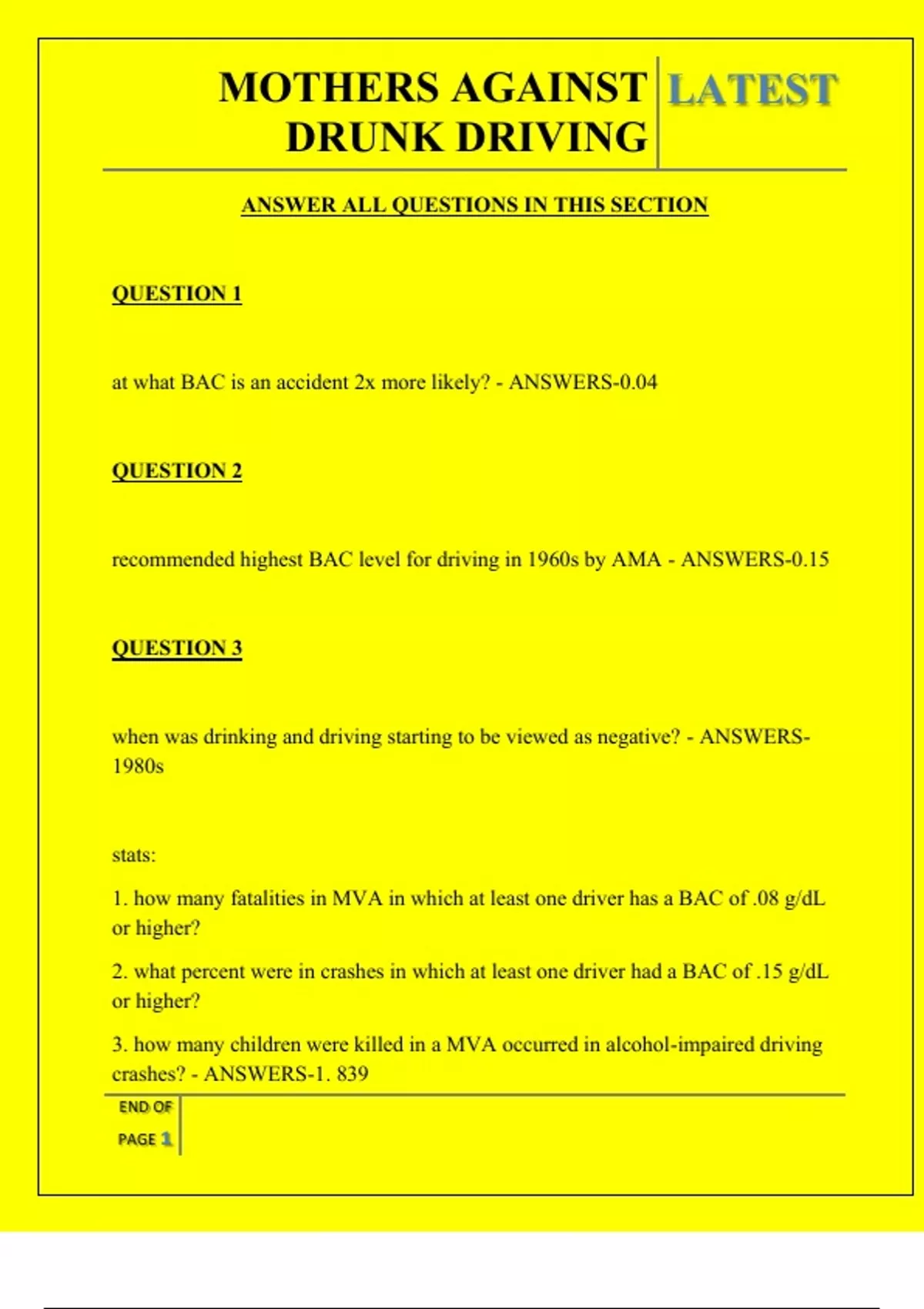 Example Wi Intoxicated Driver Program Assessment Mothers Against Drunk Driving Questions And Answers 2025 - MOTHERS ...