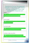 Experience Human Development  Chapter 17 Questions with  Correct  Answers  for Specific Exam Mail  supergrades12&commat;gmail&period;com
