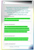 Experience Human Development  Chapter 1&colon; The Study of Human  Development Questions with  Correct  Answers  for Specific Exam Mail  supergrades12&commat;gmail&period;com 
