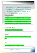 Experience Human Development  Chapter 9 Questions with  Correct  Answers  for Specific Exam Mail  supergrades12&commat;gmail&period;com