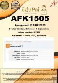 AFK1505 Assignment 2 QUIZ &lpar;COMPLETE ANSWERS&rpar; 2025 &lpar;587469&rpar; - DUE 6 June 2025