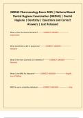 NBDHE Pharmacology Exam 2025 &vert; National Board Dental Hygiene Examination &lpar;NBDHE&rpar; &vert; Dental Hygiene &vert; Dentistry &vert; Questions and Correct Answers &vert; Just Released