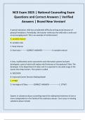 NCE Exam 2025 &vert; National Counseling Exam Questions and Correct Answers &vert; Verified Answers &vert; Brand New Version&excl;