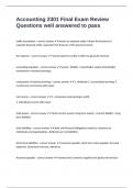 Accounting 2301 Final Exam Review Questions well answered to pass