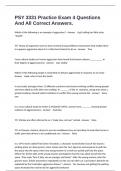 PSY 3331 Practice Exam 4 Questions And All Correct Answers&period;