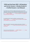 STEDI&period;org Final Exam 2025 &vert; All Questions and Correct Answers &vert; Already Graded A&plus; &vert; Verified Answers &vert; Just Released