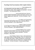 Psychology Final Exam Questions With Complete Solutions